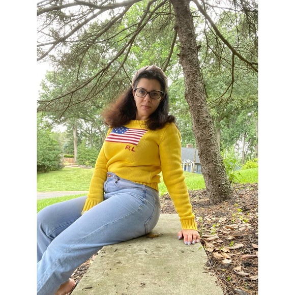 Polo Ralph Lauren Yellow Flag knit Sweater Small - Picture 6 of 7